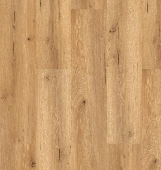 Ein heller, holzähnlicher Bodenbelag mit natürlichen Maserungen und kleinen Unregelmäßigkeiten, der eine warme und einladende Atmosphäre schafft.