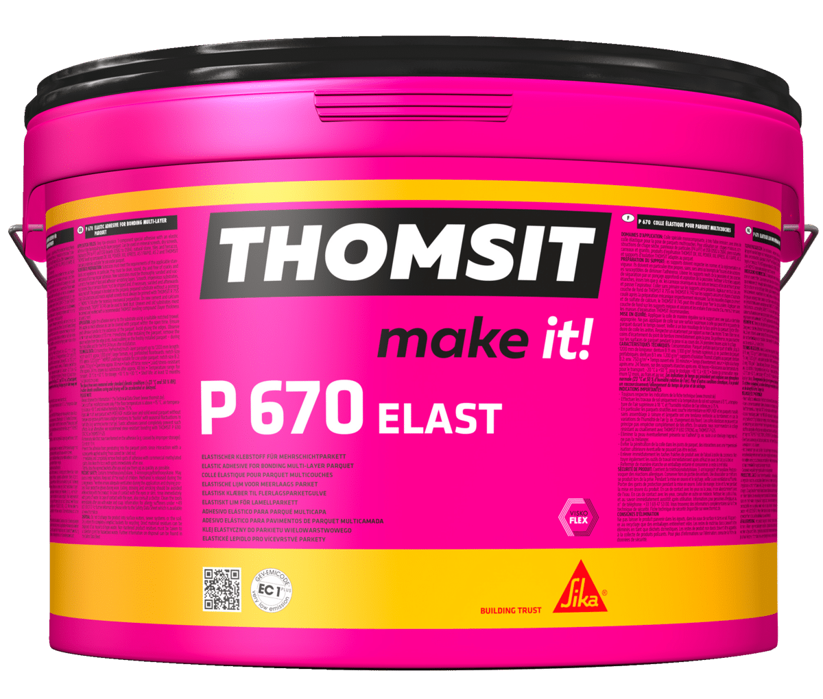 Ein pinker Eimer mit der Aufschrift 